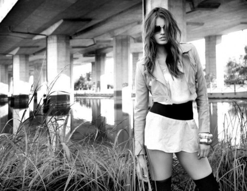 Woman in Leather Jacket — Black, Dramatic, Photograph, Sunglasses