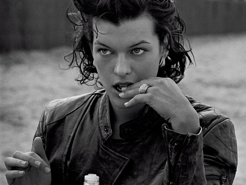 Woman in Leather Jacket — Black, Intense