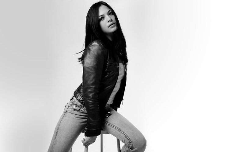 Woman in Leather Jacket — Black, Neutral, Photograph, Leather Jacket, Jeans