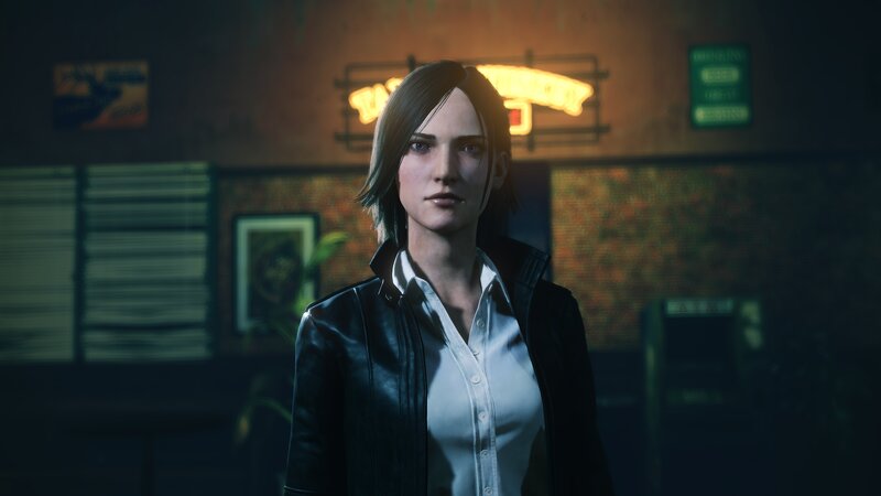 Woman in Leather Jacket — Black, Serious, Night