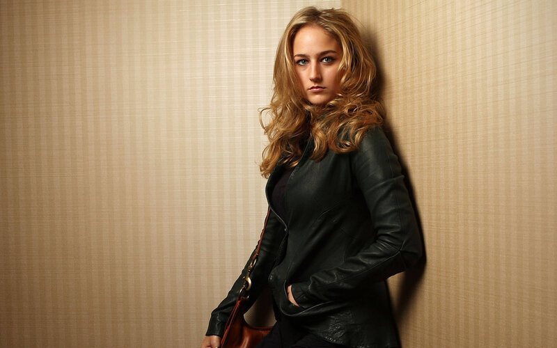 Woman in Leather Jacket — Black, Serious, Photograph, Handbag