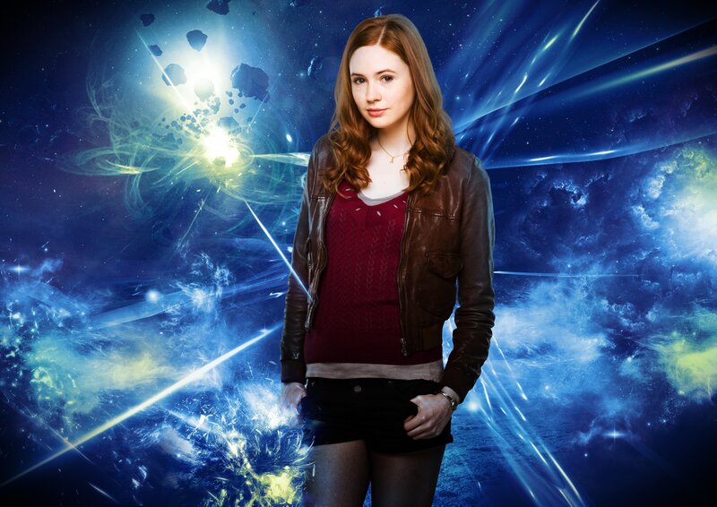 Woman in Leather Jacket — Blue