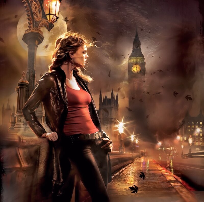 Woman in Leather Jacket — Brown, Dramatic, Night, Digital Art