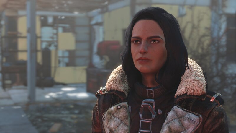 Woman in Leather Jacket — Brown, Serious, Afternoon, 3d Render