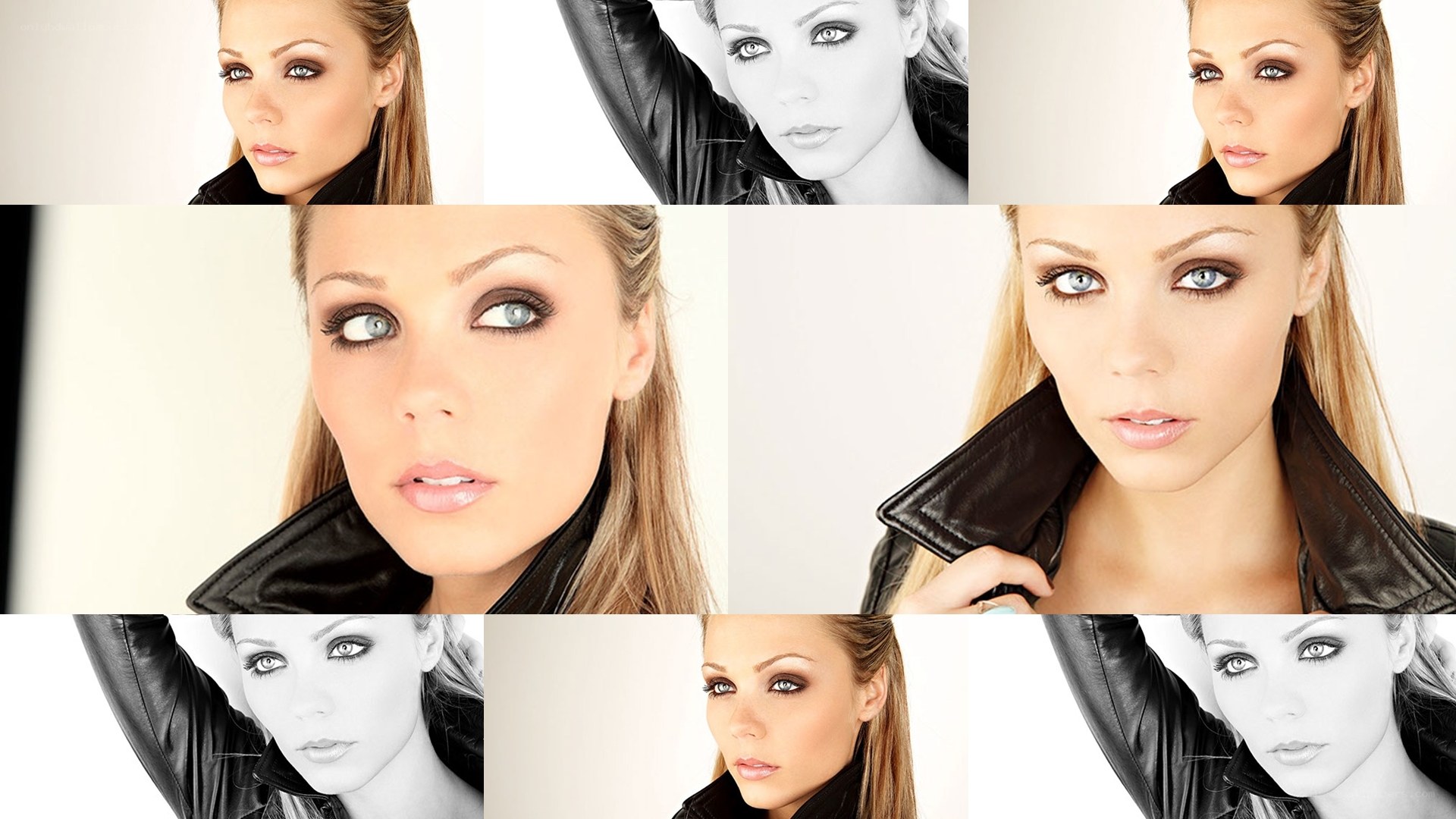 woman in leather jacket collage