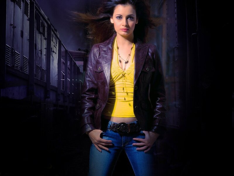 Woman in Leather Jacket — Purple, Dramatic, Night, Photograph