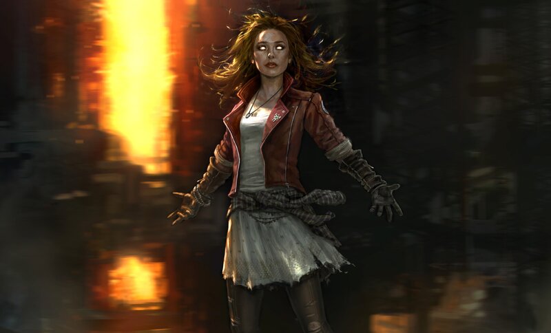 Woman in Leather Jacket — Red, Dramatic, Night