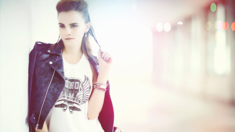 Woman in Leather Jacket — White, Dramatic, Photograph