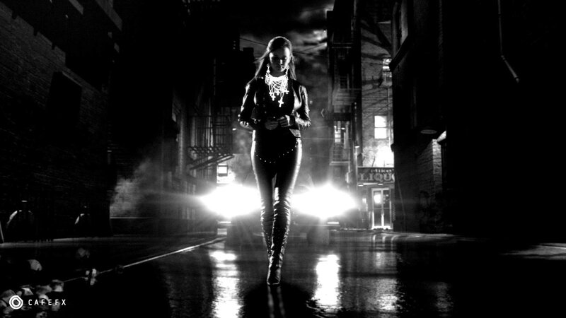 Woman in Leather Outfit — Black, Dramatic, Night, Photograph