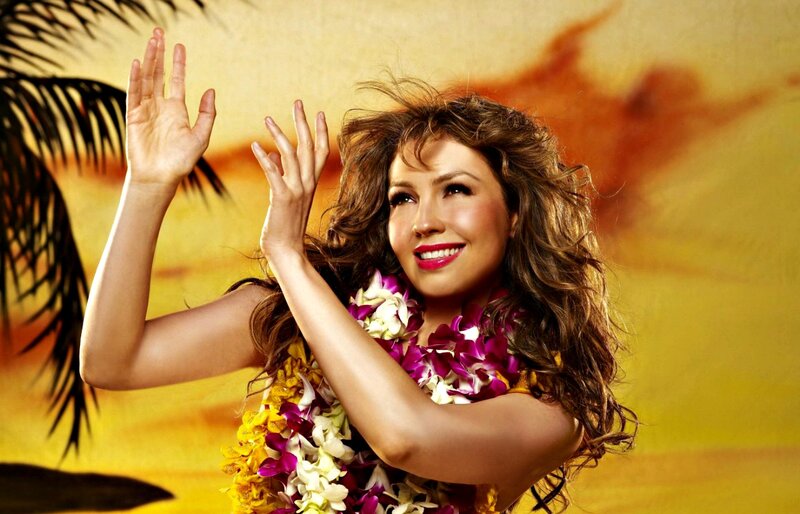 Woman in Lei and Palm Tree