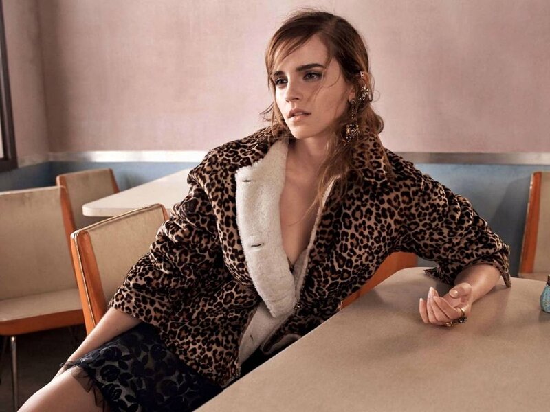 Woman in Leopard Coat — Brown, Serious