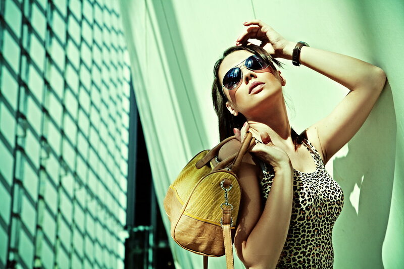Woman in Leopard Dress — Green, Dramatic, Afternoon, Photograph