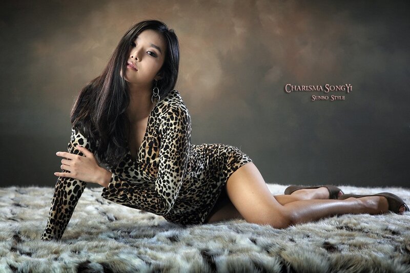 Woman in leopard print dress