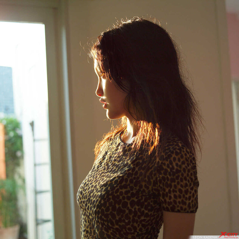 woman in leopard print shirt