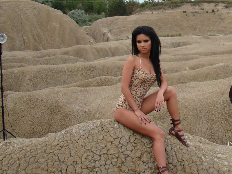 Woman in leopard print swimsuit