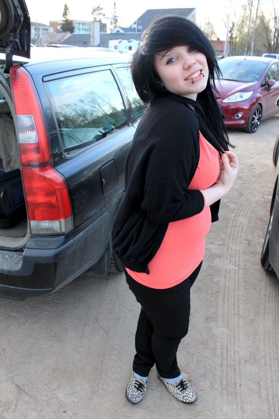 woman in leopard shoes