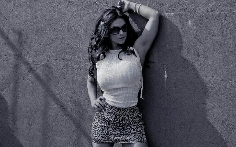 Woman in Leopard Skirt — Gray