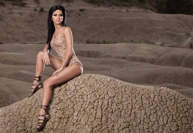 Woman in Leopard Swimsuit — Brown, Dramatic