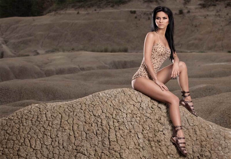 Woman in Leopard Swimsuit — Tan