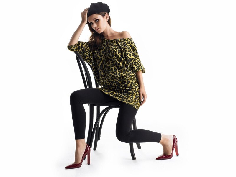 Woman in Leopard Top — Black, Confident