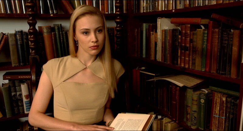 Woman in Library — Beige