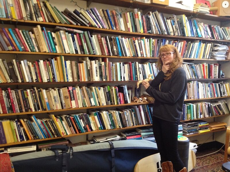 Woman in Library — Brown, Calm