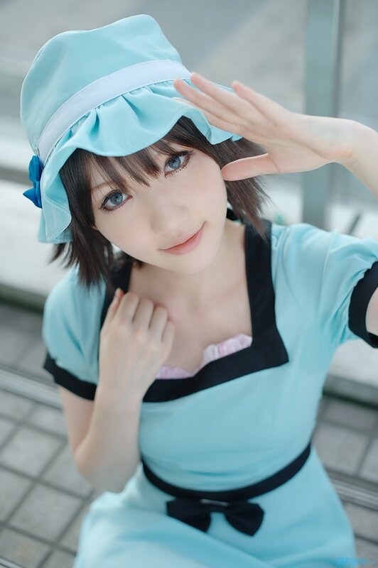 Woman in Light Blue Dress — Light Blue, Playful, Afternoon