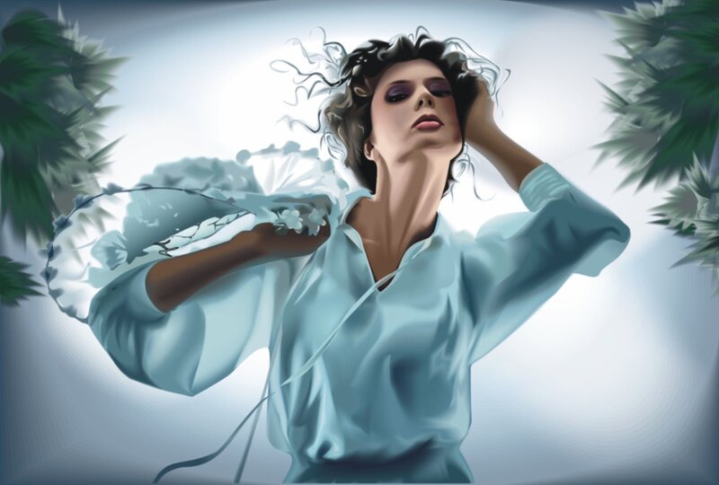 Woman in Light Shirt — Blue