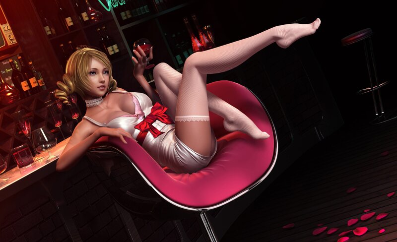 Woman in Lingerie on Chair — Pink, Seductive