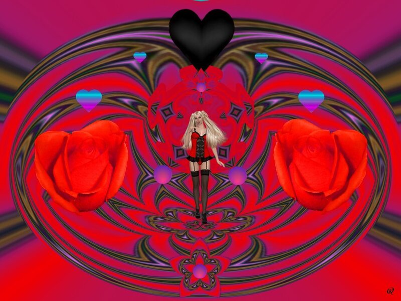 Woman in Lingerie — Red, Psychedelic