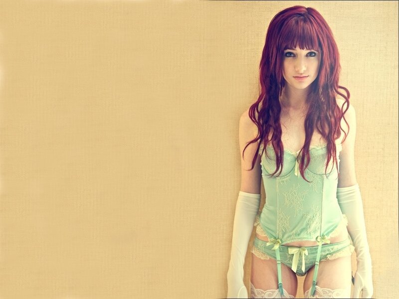 woman in lingerie with red hair
