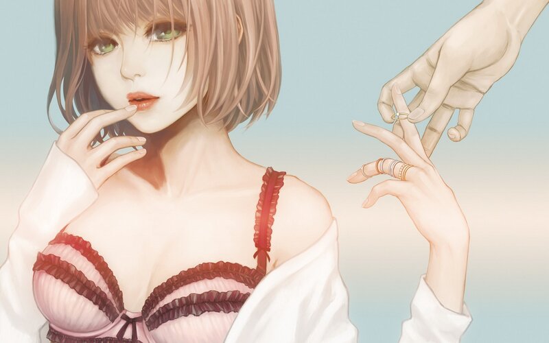 woman in lingerie with ring