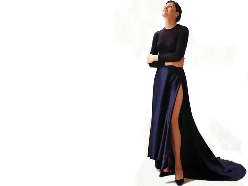woman in long blue dress