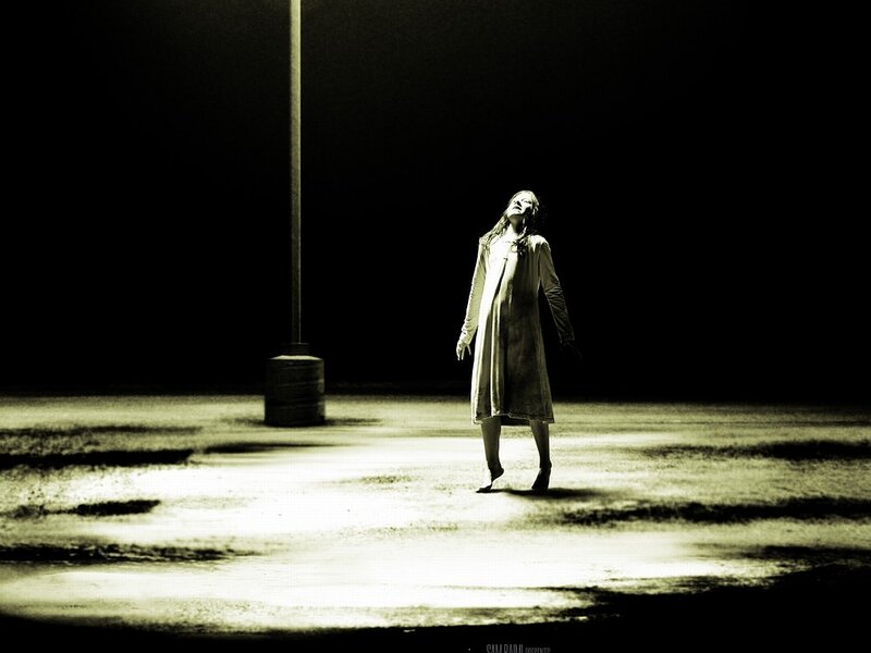 Woman in Long Coat — Black, Dramatic