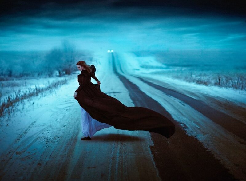Woman in Long Coat — Blue