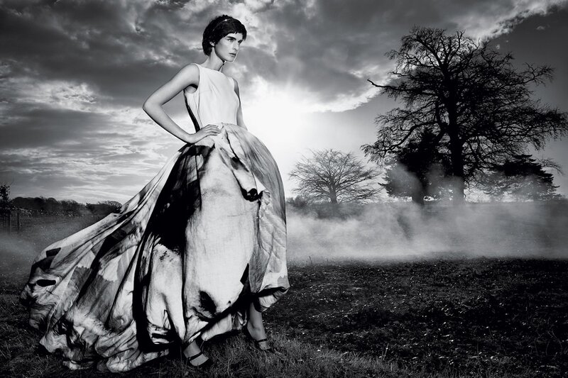 Woman in Long Dress — Black, Dramatic, Sunset