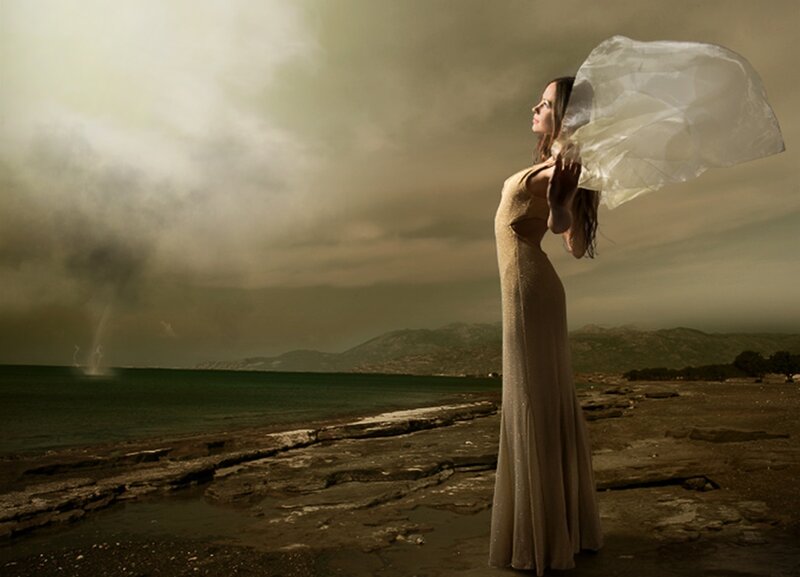 Woman in Long Dress — Brown, Dramatic, Afternoon
