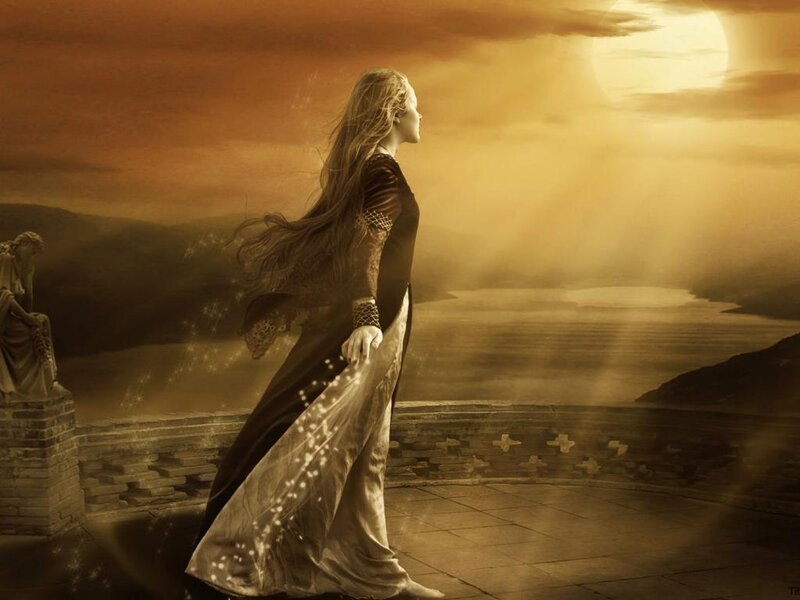 Woman in Long Dress — Brown, Dramatic