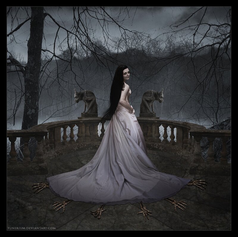 Woman in Long Dress — Gray, Dark