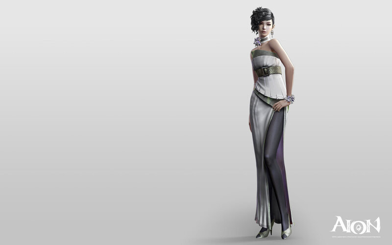 Woman in Long Dress — Gray, Neutral