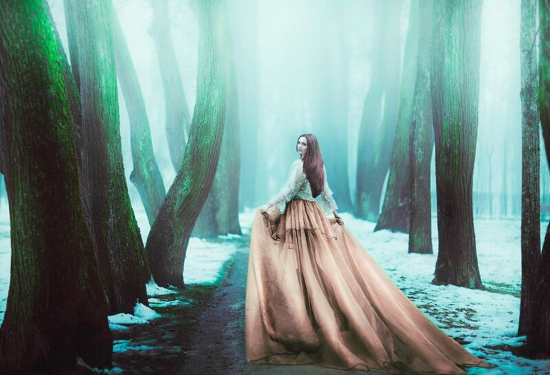 Woman in Long Dress — Green, Mystical