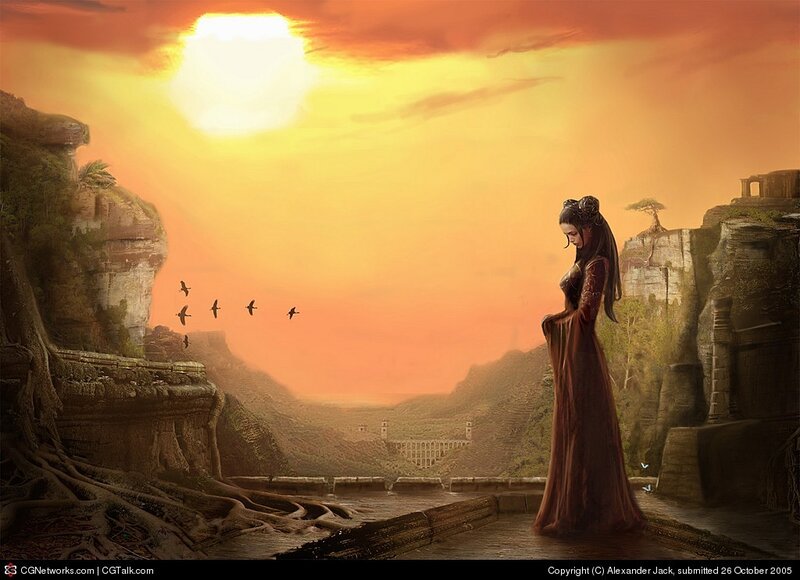 Woman in Long Dress — Orange