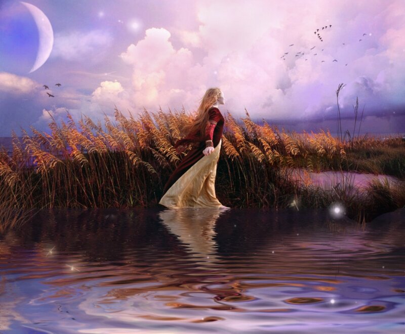 Woman in Long Dress — Purple, Serene