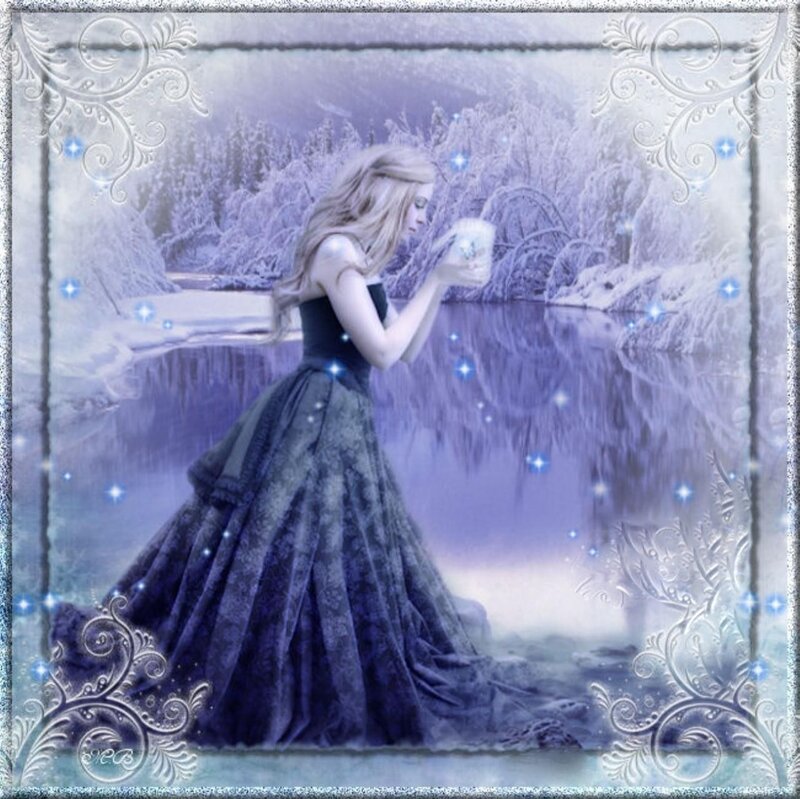 Woman in Long Dress — Purple, Serene, Winter
