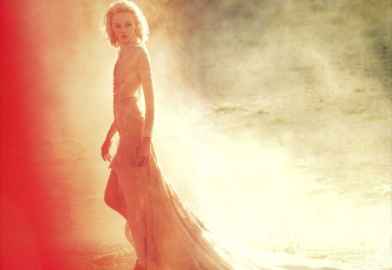 woman in long dress with sunlight