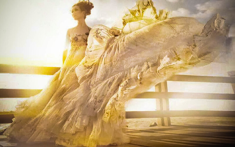 Woman in Long Dress — Yellow, Dramatic