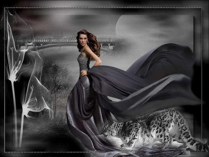 Woman in Long Gown — Black