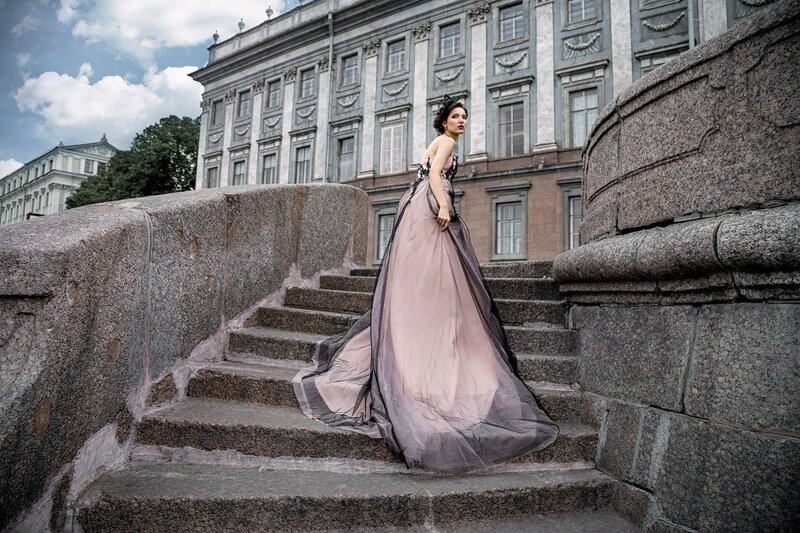 Woman in Long Gown — Gray