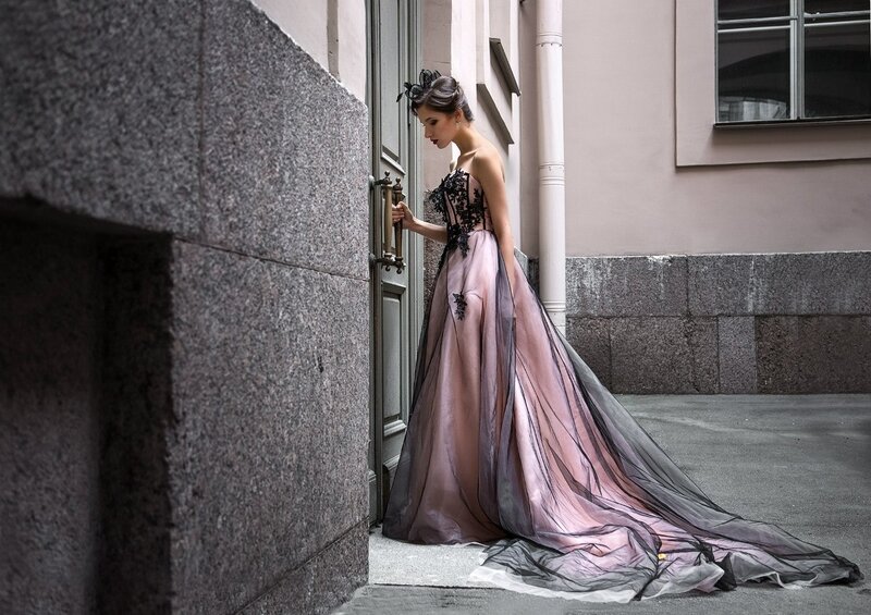 Woman in Long Gown — Pink