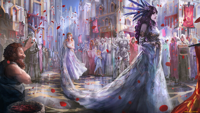 Woman in Long Gown — Purple, Dramatic